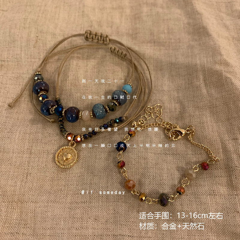 ヴィンテージボヘミアンビーズブレスレット レディース 夏のレイヤードライトラグジュアリーデザインブレスレット エキゾチックハンドジュエリー