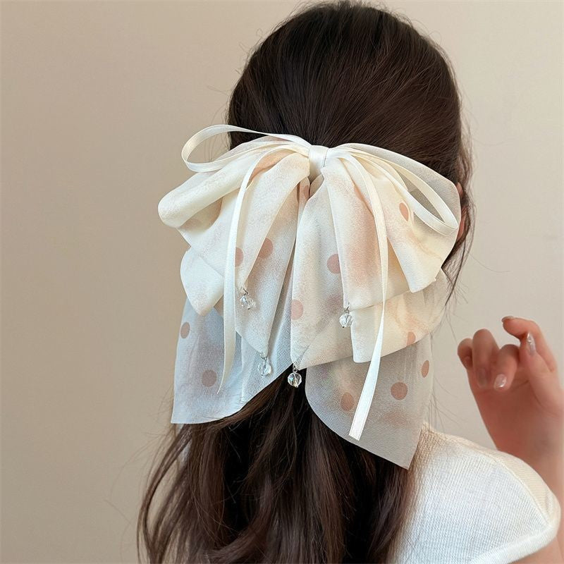 チュール リボン バンスクリップ 大きめ まとめ髪 上品 レディース ヘアアクセサリー