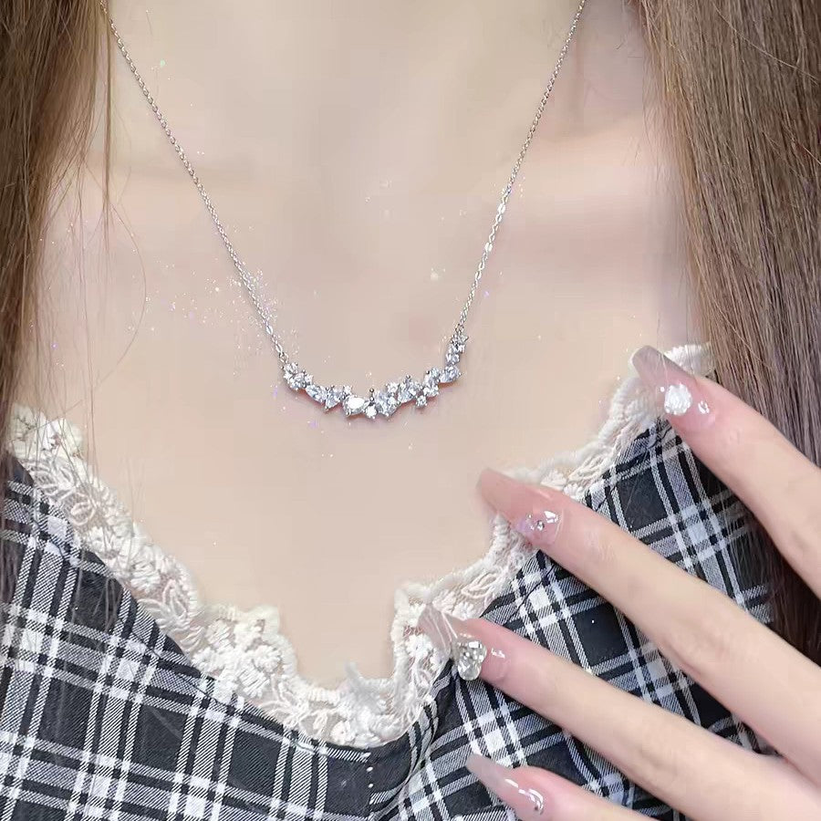 藤の花ネックレス レディース 上品 シンプル キュービックジルコニア 鎖骨チェーン
