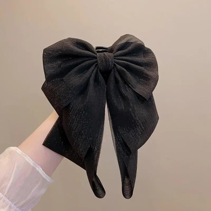 チュール リボン バンスクリップ 大きめ まとめ髪 上品 レディース ヘアアクセサリー
