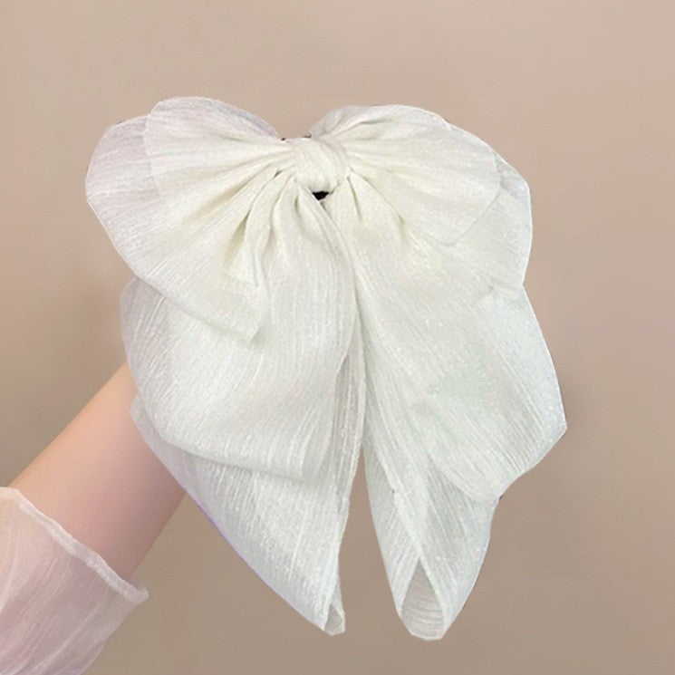 チュール リボン バンスクリップ 大きめ まとめ髪 上品 レディース ヘアアクセサリー