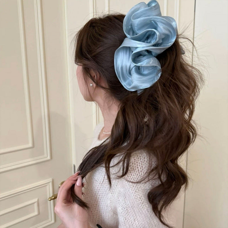 大きめ シフォン バナナクリップ 上品 ヘアアクセサリー