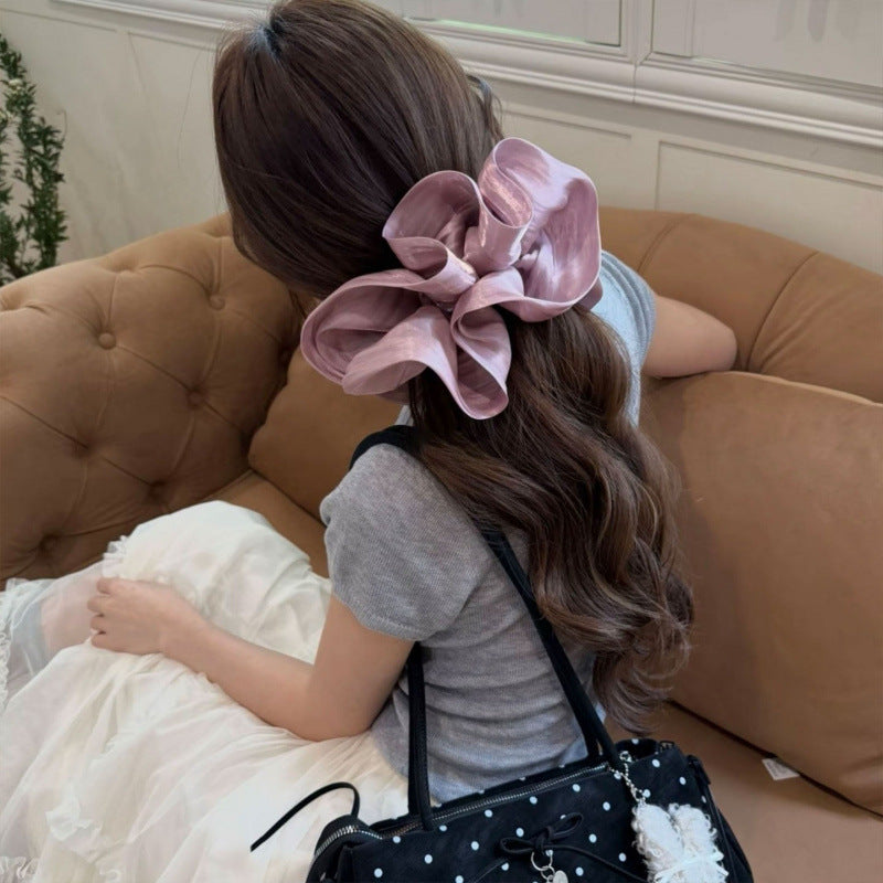 大きめ シフォン バナナクリップ 上品 ヘアアクセサリー