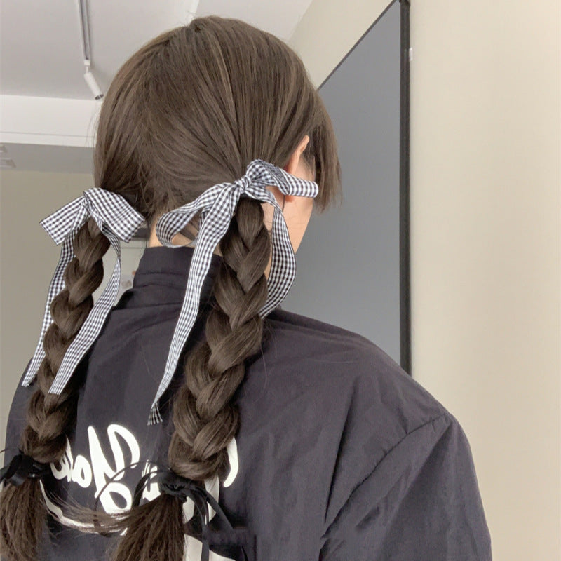 ツイード風 千鳥格子 リボン シュシュ ガーリー 可愛い レディース 秋冬 新作 ヘアアクセサリー