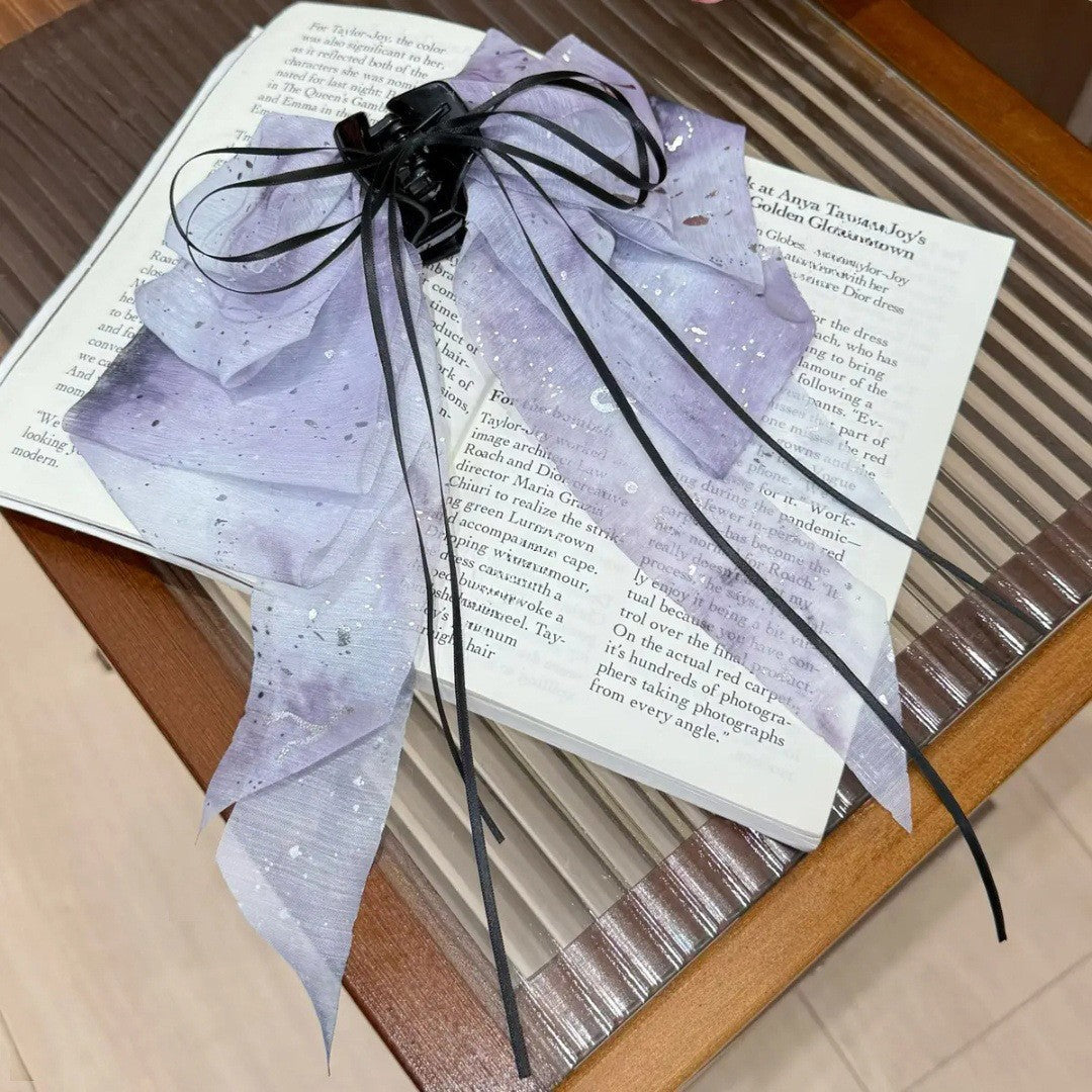 チュール リボン バンスクリップ 大きめ まとめ髪 上品 レディース ヘアアクセサリー
