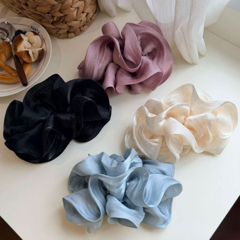 大きめ シフォン バナナクリップ 上品 ヘアアクセサリー