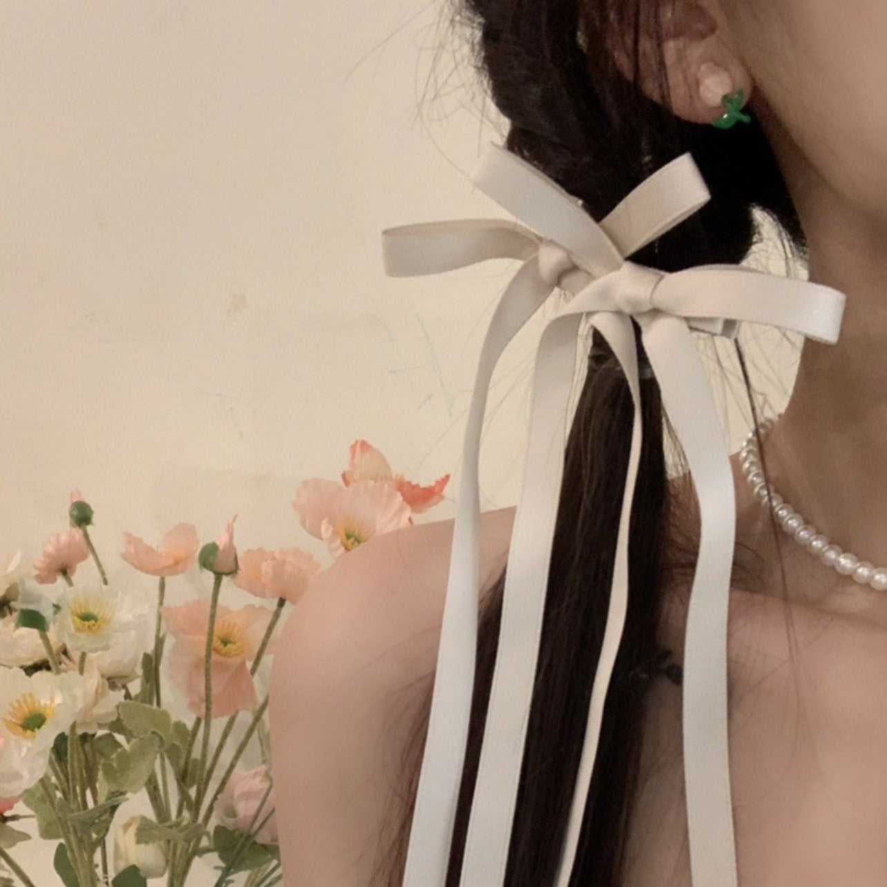 韓国風 ロングリボン ヘアクリップ ガーリー 可愛い レディース ヘアアクセサリー