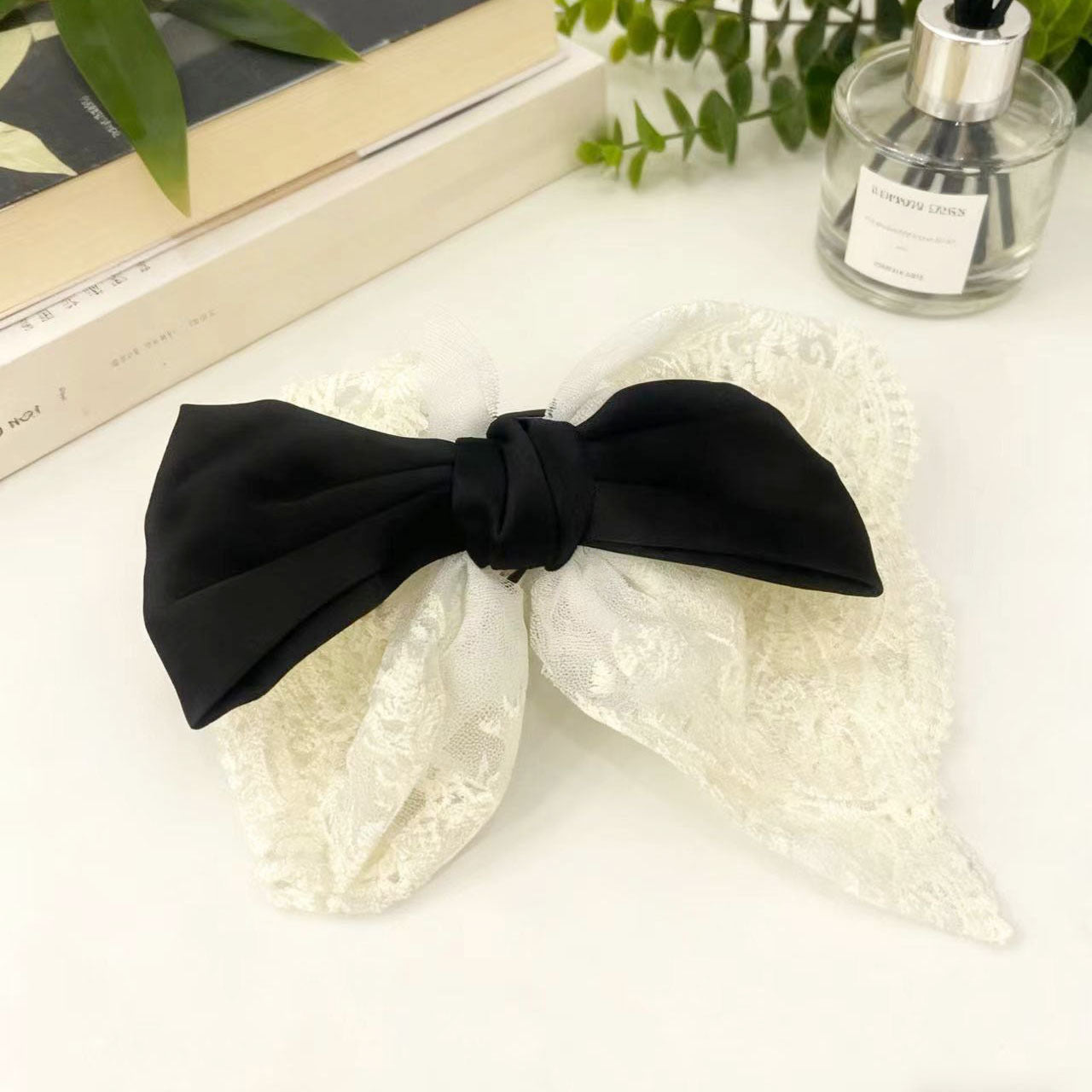 チュール リボン バンスクリップ 大きめ まとめ髪 上品 レディース ヘアアクセサリー