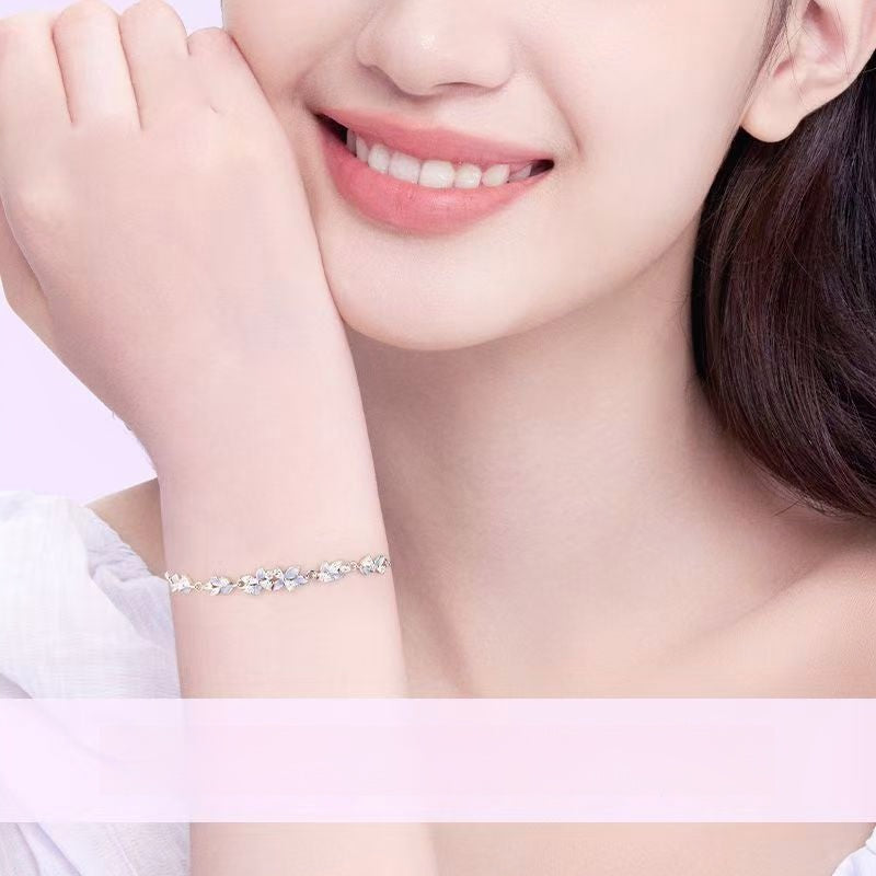 Moshang Wisteria S925 sterling silver wisteria flower bracelet for women, niche light luxury luminous enamel hand accessory, high-end gift to girlfriend