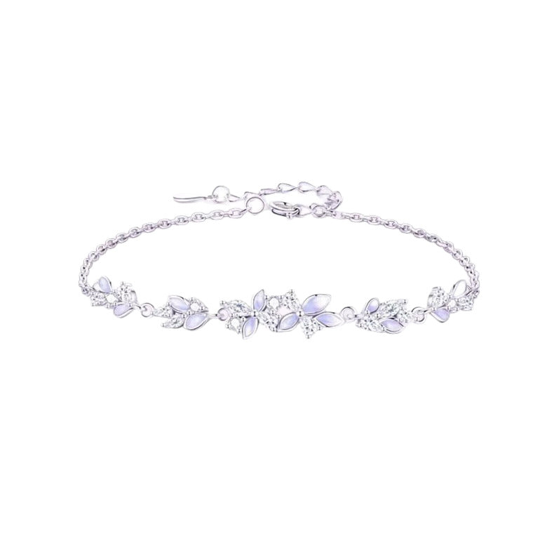Moshang Wisteria S925 sterling silver wisteria flower bracelet for women, niche light luxury luminous enamel hand accessory, high-end gift to girlfriend